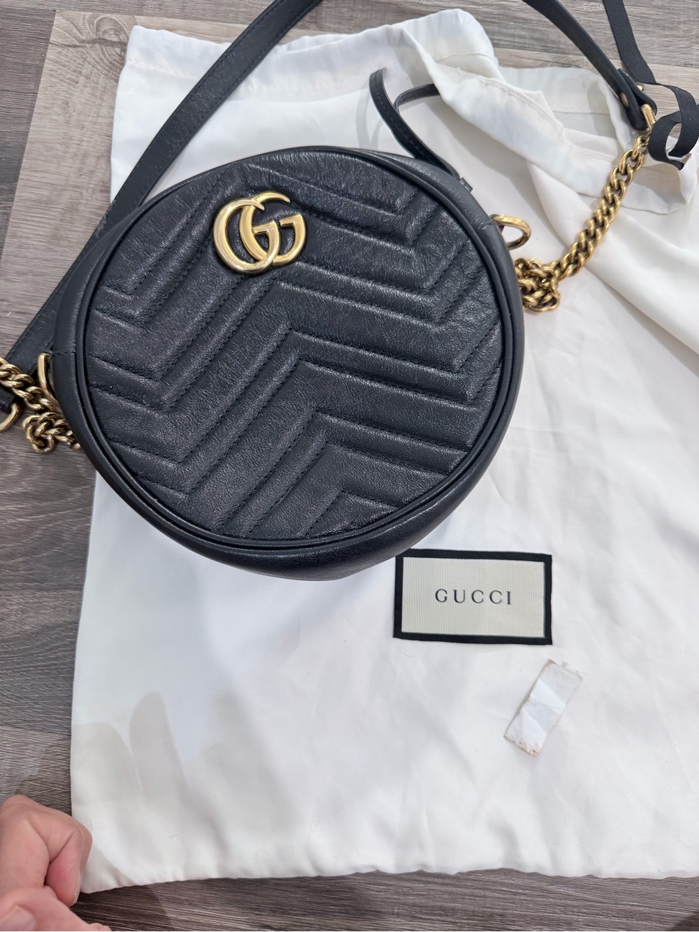 Gucci Black GG Marmont Round Crossbody